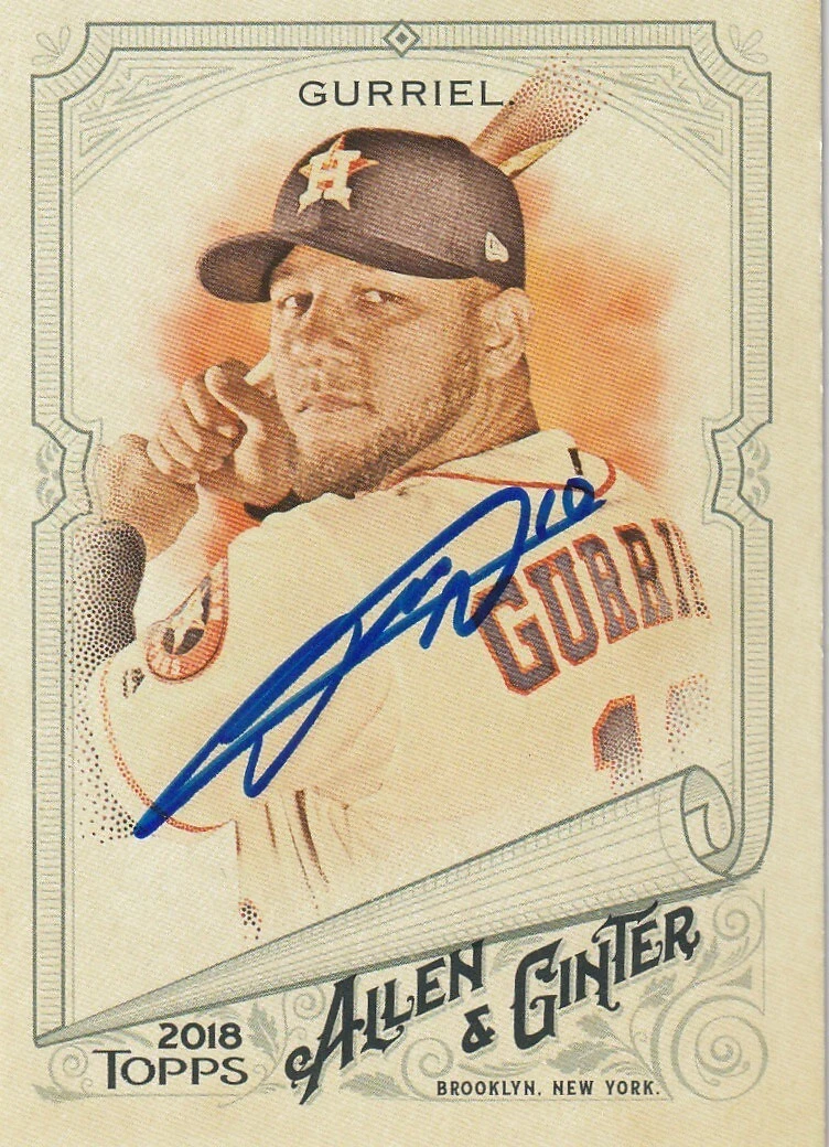 YULIESKI GURRIEL HOUSTON ASTROS SIGNED 2018 ALLEN & GINTER CARD #81
