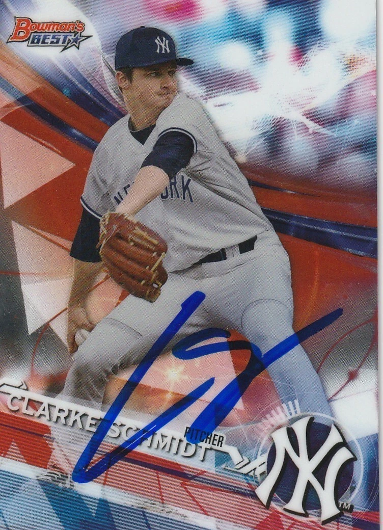 CLARKE SCHMIDT NEW YORK YANKEES SIGNED 2017 BOWMAN BEST REFRACTOR CARD #TP-24