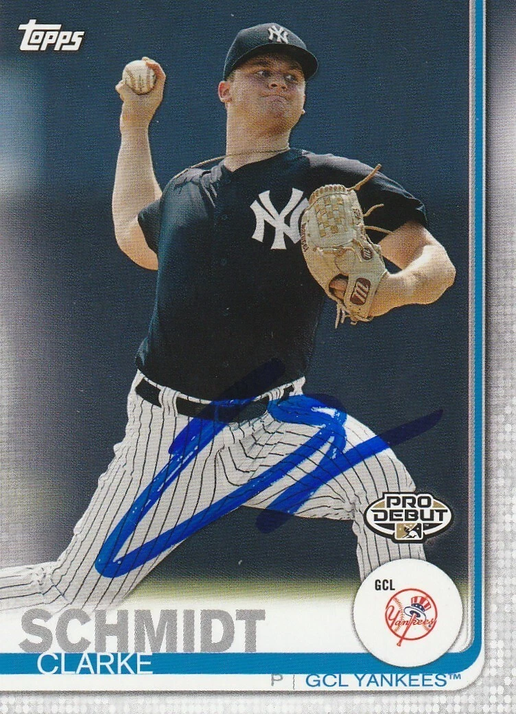 CLARKE SCHMIDT NEW YORK YANKEES SIGNED 2019 TOPPS PRO DEBUT CARD #85
