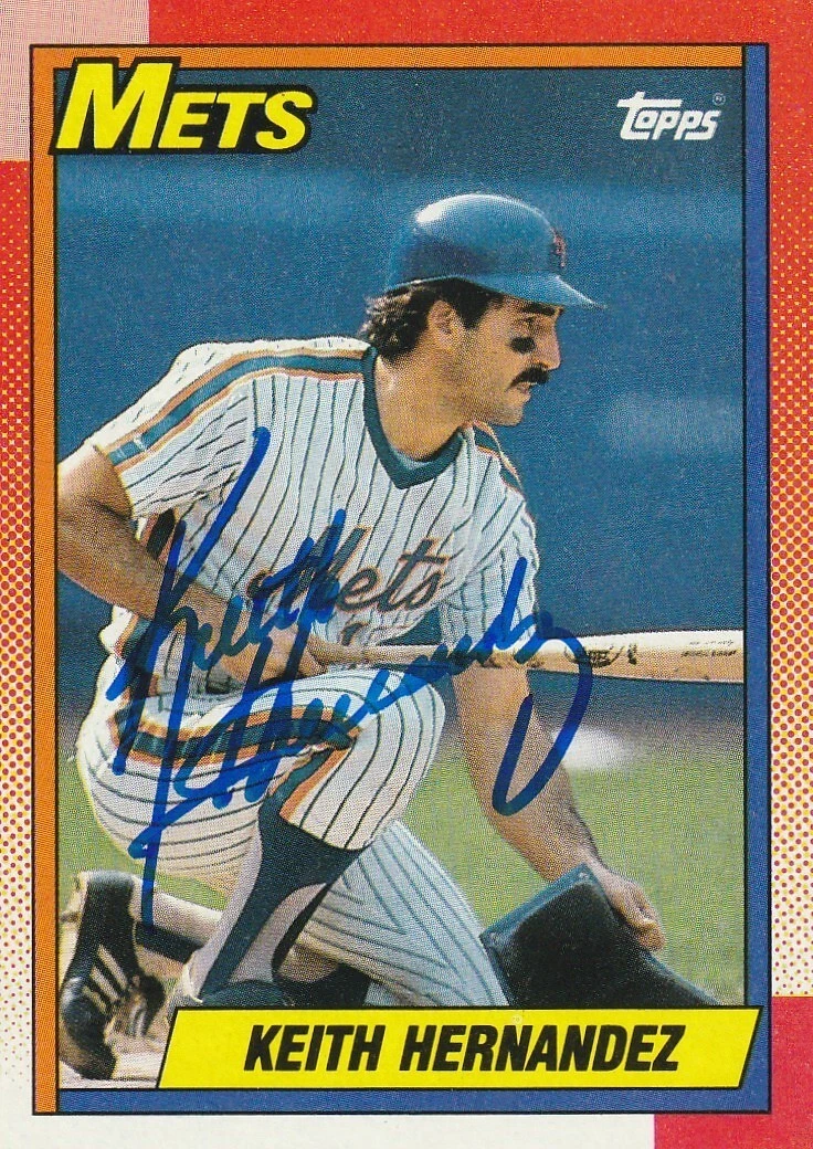 KEITH HERNANDEZ NEW YORK METS  SIGNED 1990 TOPPS CARD #230