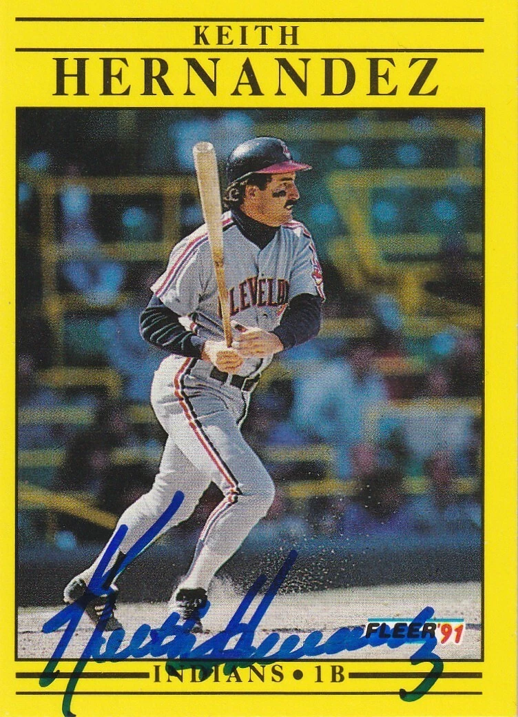KEITH HERNANDEZ CLEVELAND INDIANS  SIGNED 1991 FLEER CARD #368