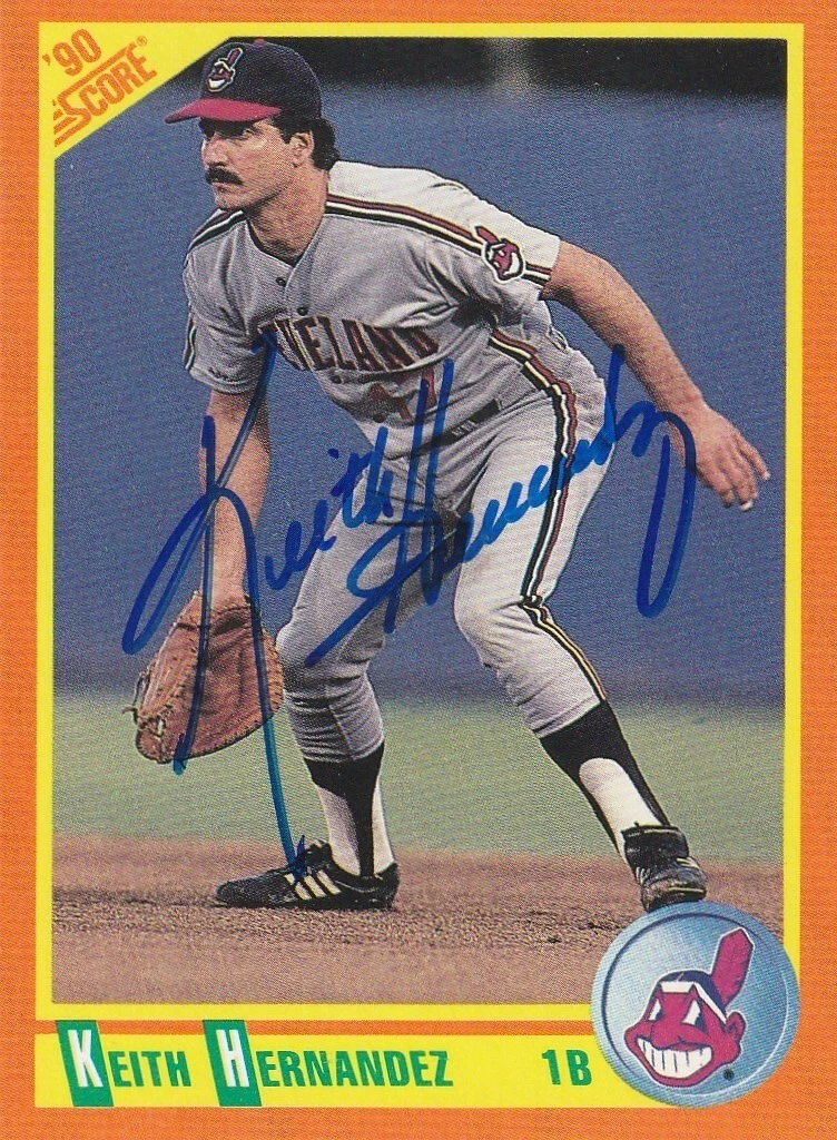 KEITH HERNANDEZ CLEVELAND INDIANS  SIGNED 1990 SCORE TRADED CARD #57T