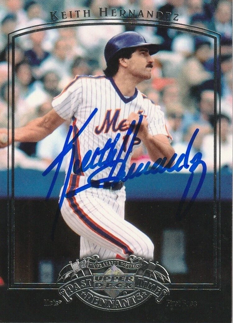 KEITH HERNANDEZ NEW YORK METS SIGNED 2005 UPPER DECK PAST TIME PENNANTS CARD #49