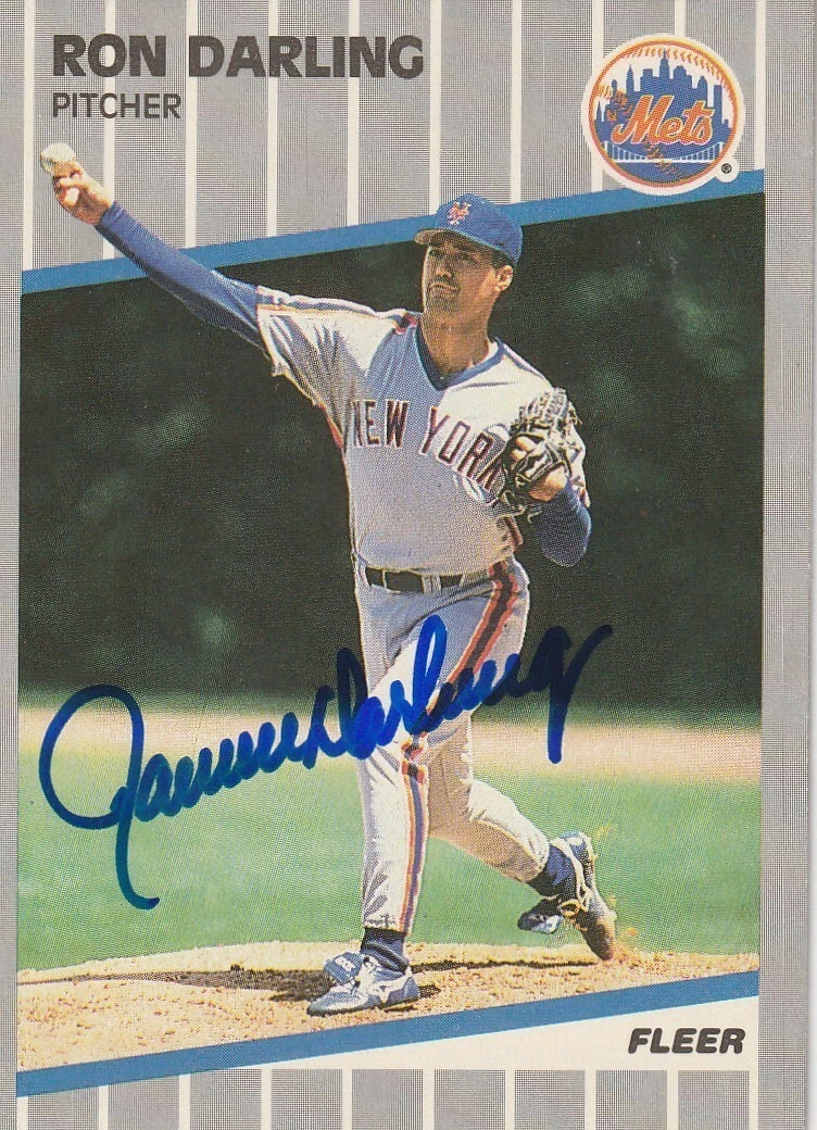 RON DARLING NEW YORK METS  SIGNED 1989 FLEER CARD #32