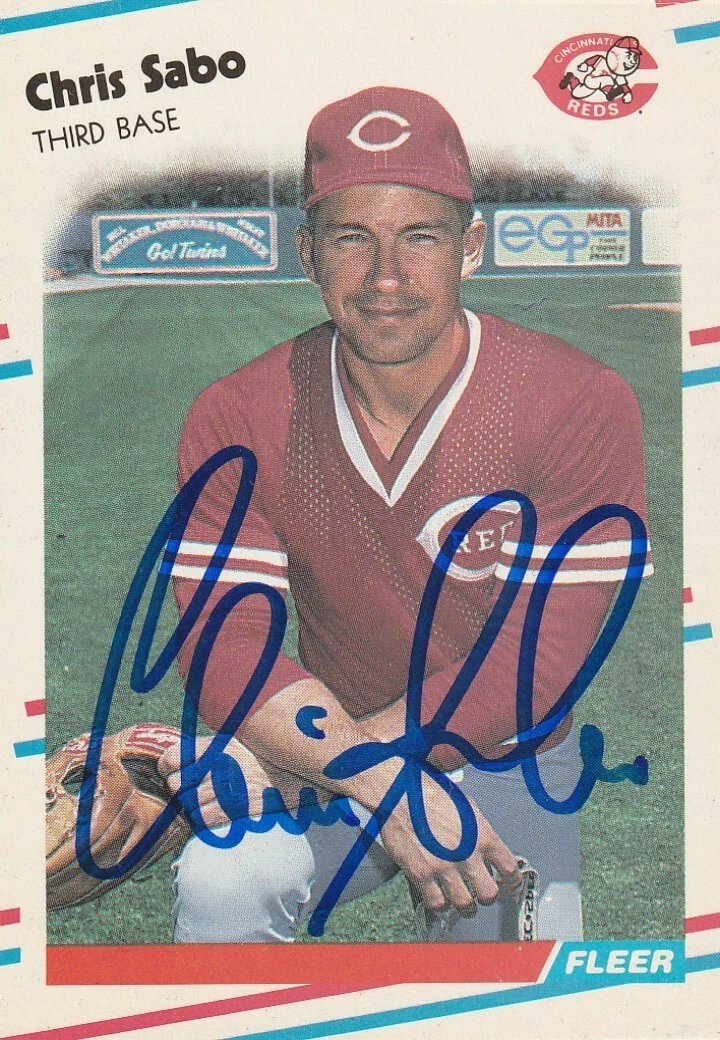 CHRIS SABO CINCINNATI REDS SIGNED 1988 FLEER UPDATE CARD #U-87