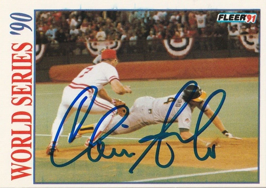 CHRIS SABO CINCINNATI REDS SIGNED 1991 FLEER WORLD SERIES CARD #5