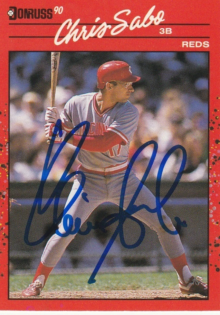 CHRIS SABO CINCINNATI REDS  SIGNED 1990 DONRUSS CARD #242