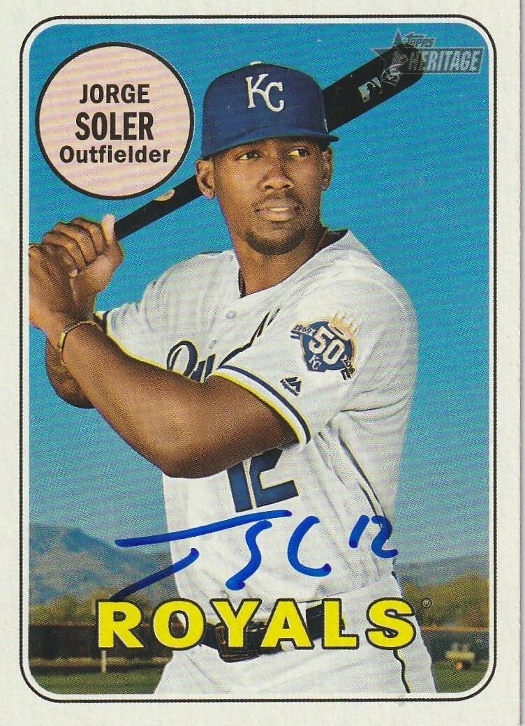 JORGE SOLER KANSAS CITY ROYALS  SIGNED 2018 TOPPS HERITAGE CARD #656