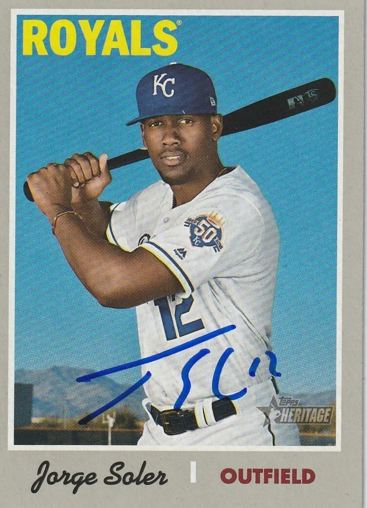 JORGE SOLER KANSAS CITY ROYALS  SIGNED 2019 TOPPS HERITAGE CARD #165