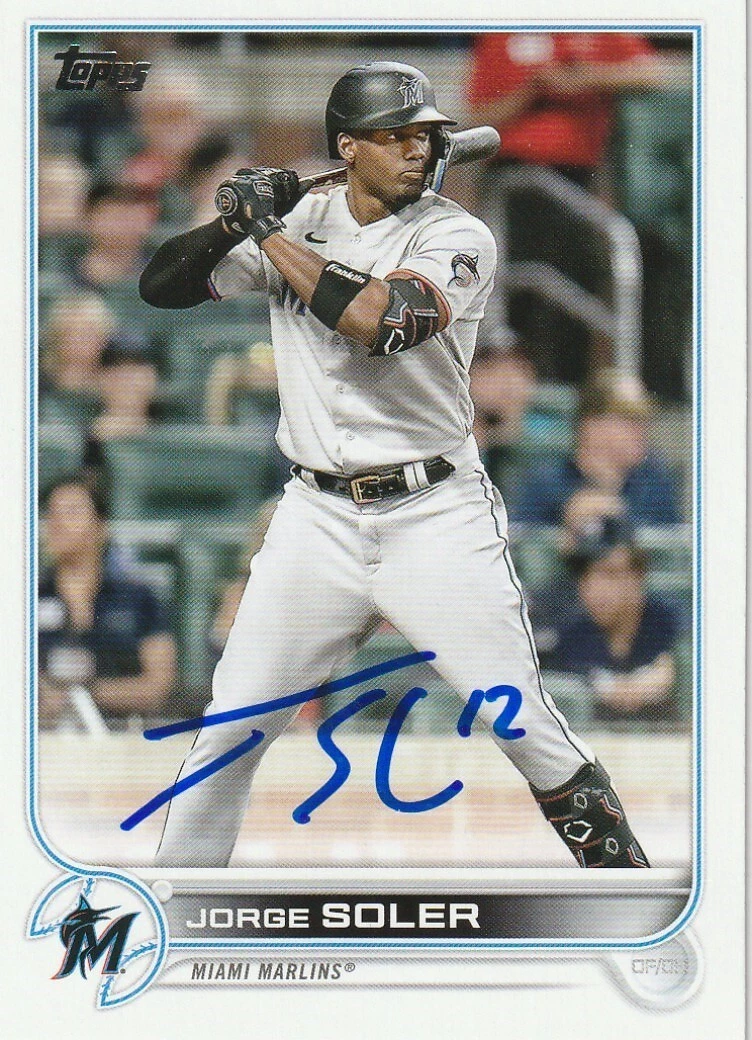 JORGE SOLER MIAMI MARLINS  SIGNED 2022 TOPPS UPDATE CARD #US257