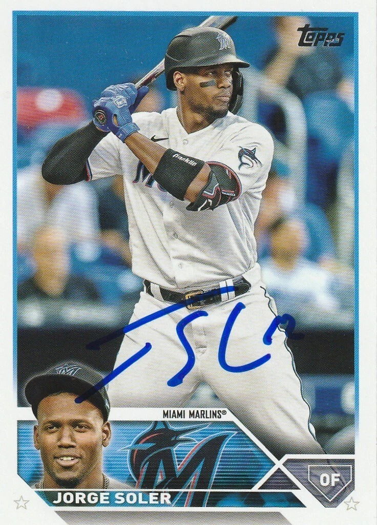 JORGE SOLER MIAMI MARLINS  SIGNED 2023 TOPPS CARD #477