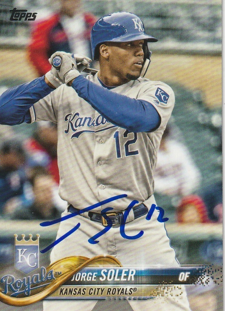 JORGE SOLER KANSAS CITY ROYALS  SIGNED 2018 TOPPS CARD #653