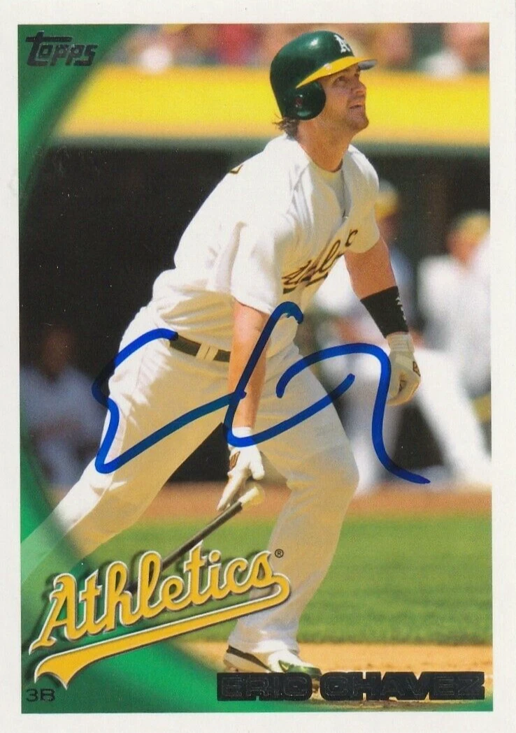 ERIC CHAVEZ OAKLAND A'S  SIGNED 2010 TOPPS CARD #613