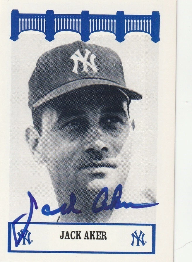 JACK AKER NEW YORK YANKEES  SIGNED 1992 YANKEES WIZ CARD #1