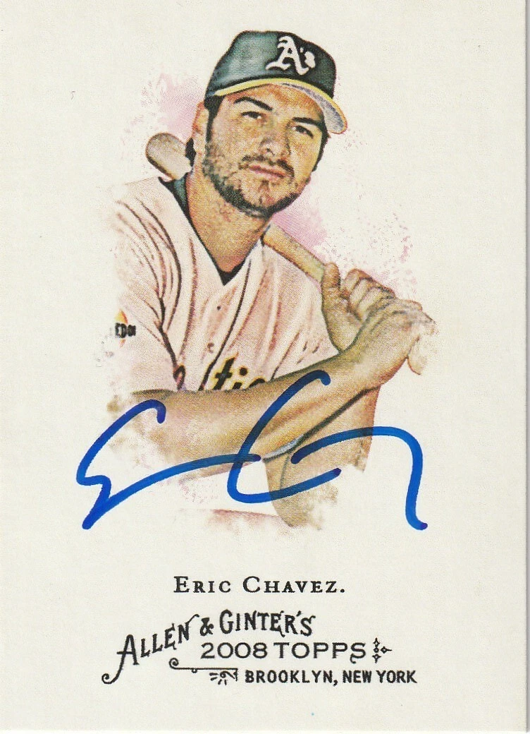 ERIC CHAVEZ OAKLAND A'S  SIGNED 2008 ALLEN & GINTER CARD #258