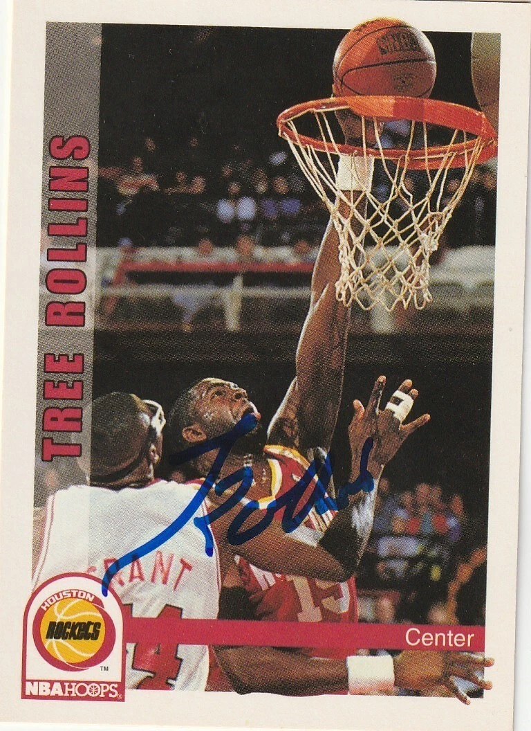 TREE ROLLINS HOUSTON ROCKETS  SIGNED 1992 NBA HOOPS CARD #393
