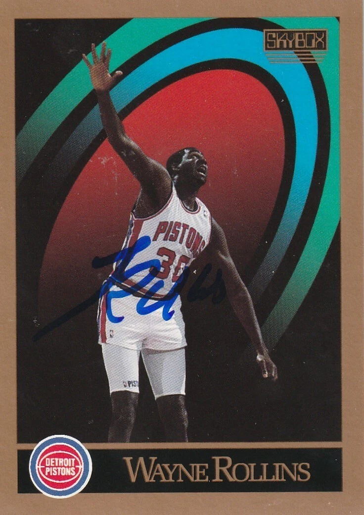TREE ROLLINS DETROIT PISTONS  SIGNED 1990 SKYBOX CARD #383
