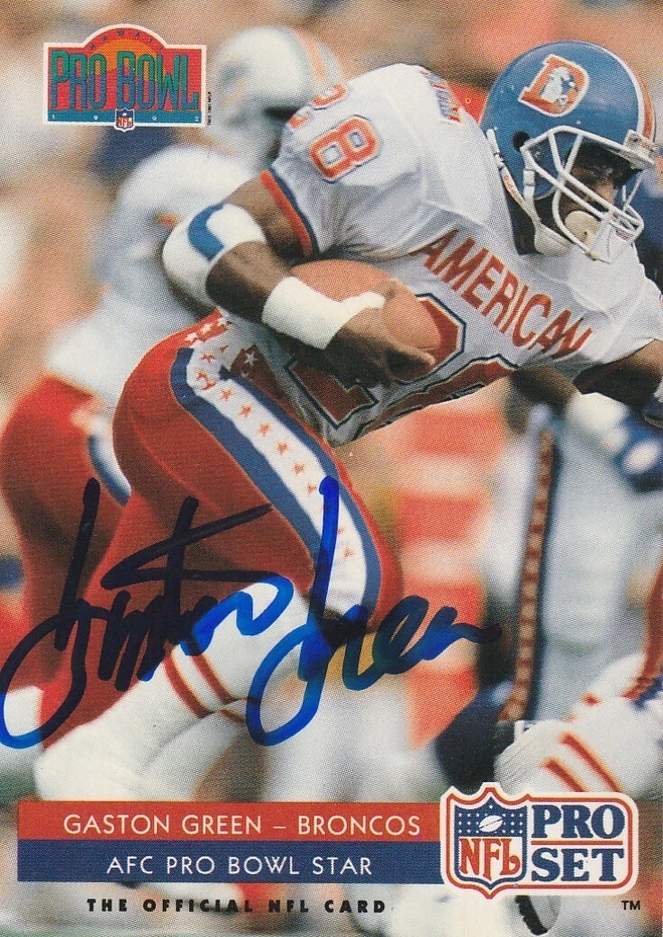 GASTON GREEN  DENVER BRONCOS  SIGNED 1992 PRO SET CARD #384