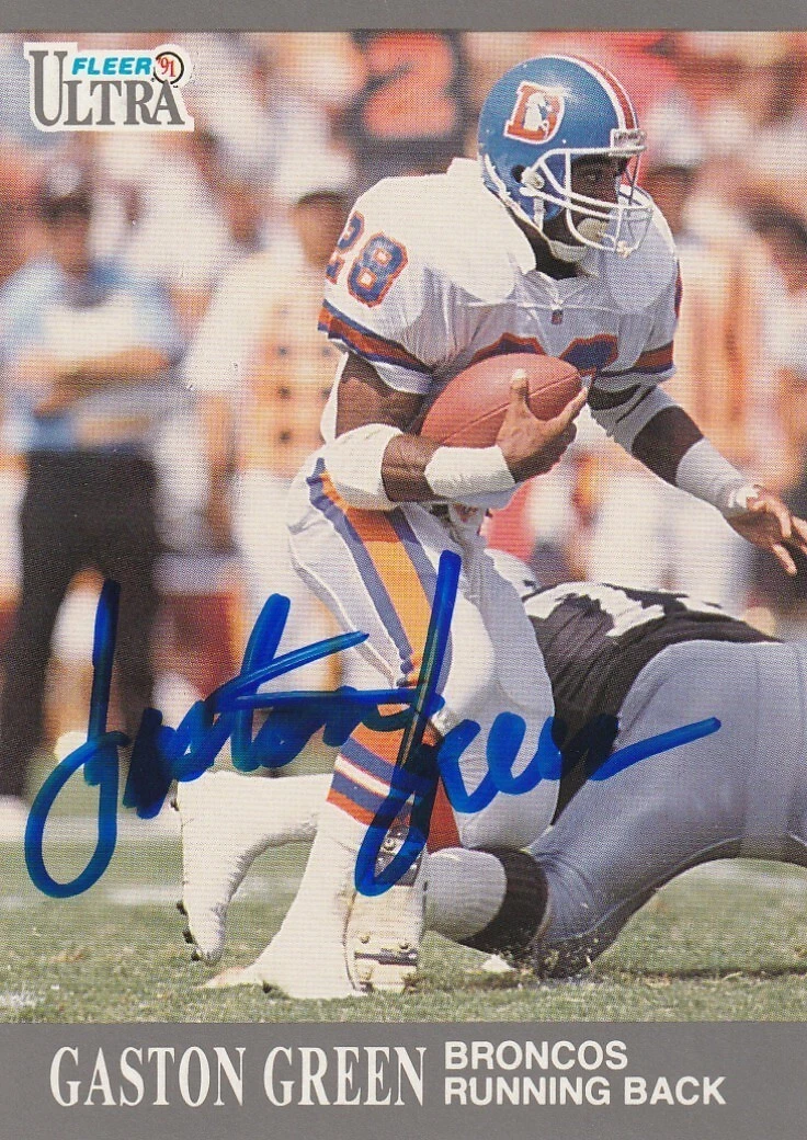 GASTON GREEN  DENVER BRONCOS  SIGNED 1991 FLEER ULTRA CARD #U-24