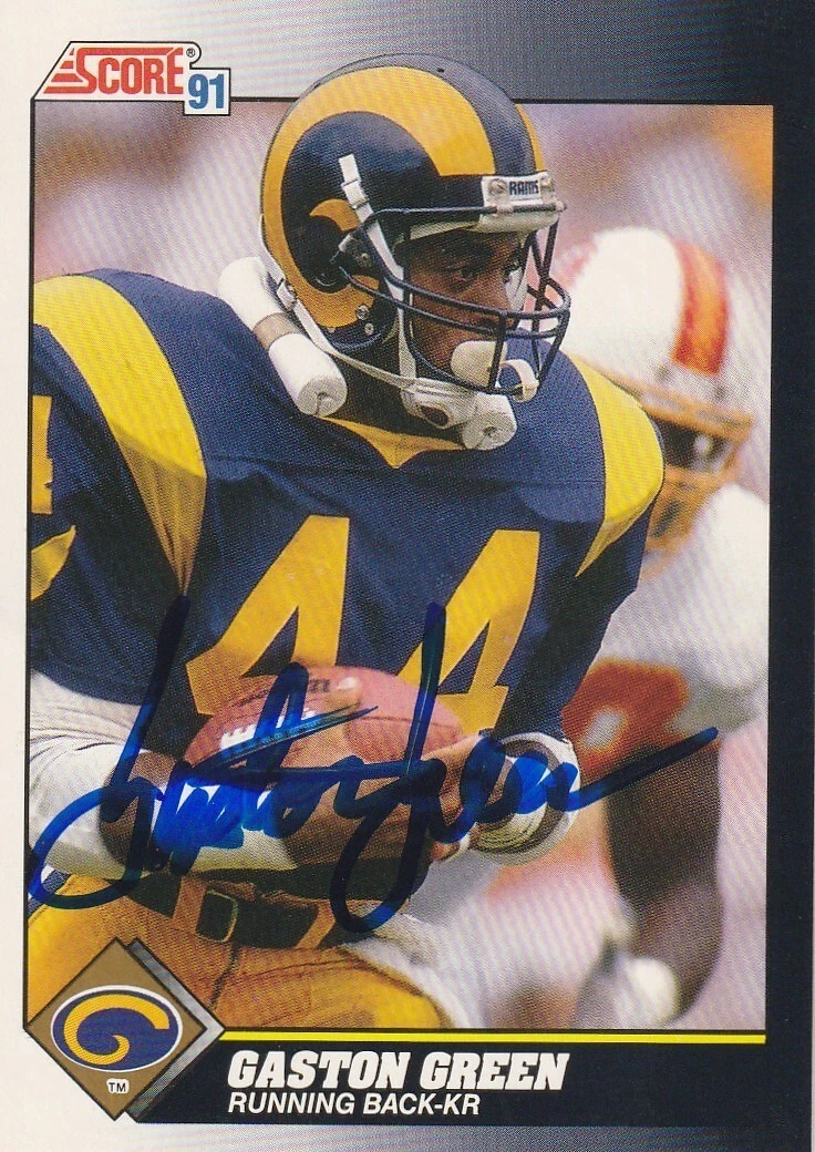 GASTON GREEN  LOS ANGELES RAMS  SIGNED 1991 SCORE CARD #554