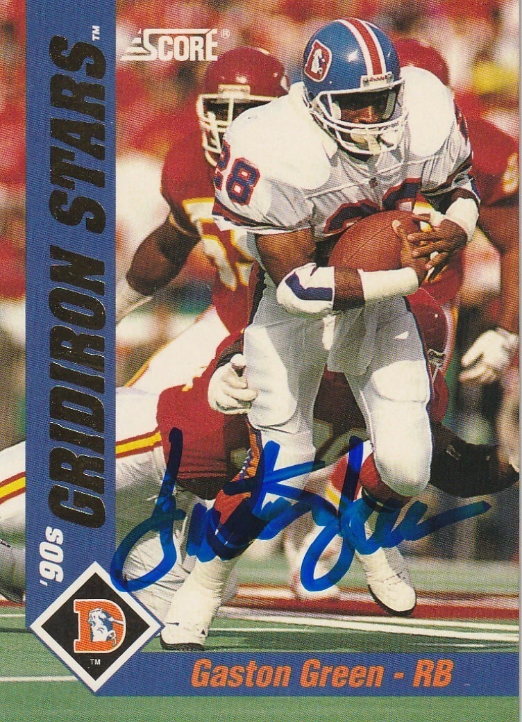 GASTON GREEN  DENVER BRONCOS  SIGNED 1992 SCORE GRIDIRON STARS CARD #39