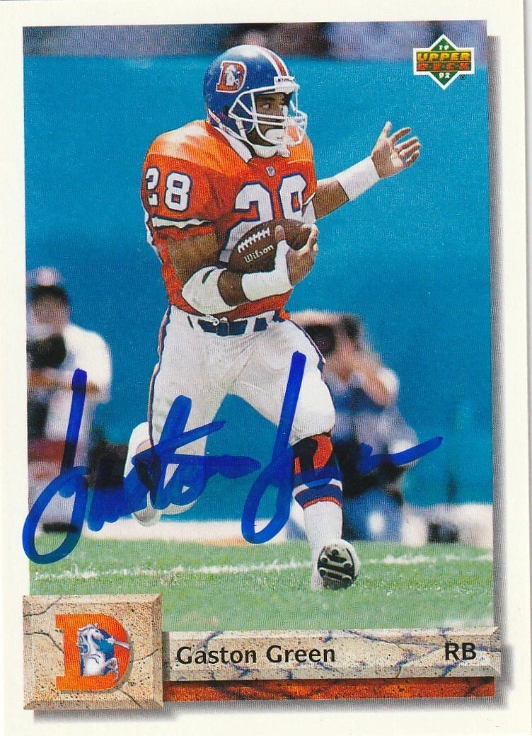 GASTON GREEN  DENVER BRONCOS  SIGNED 1992 UPPER DECK CARD #196