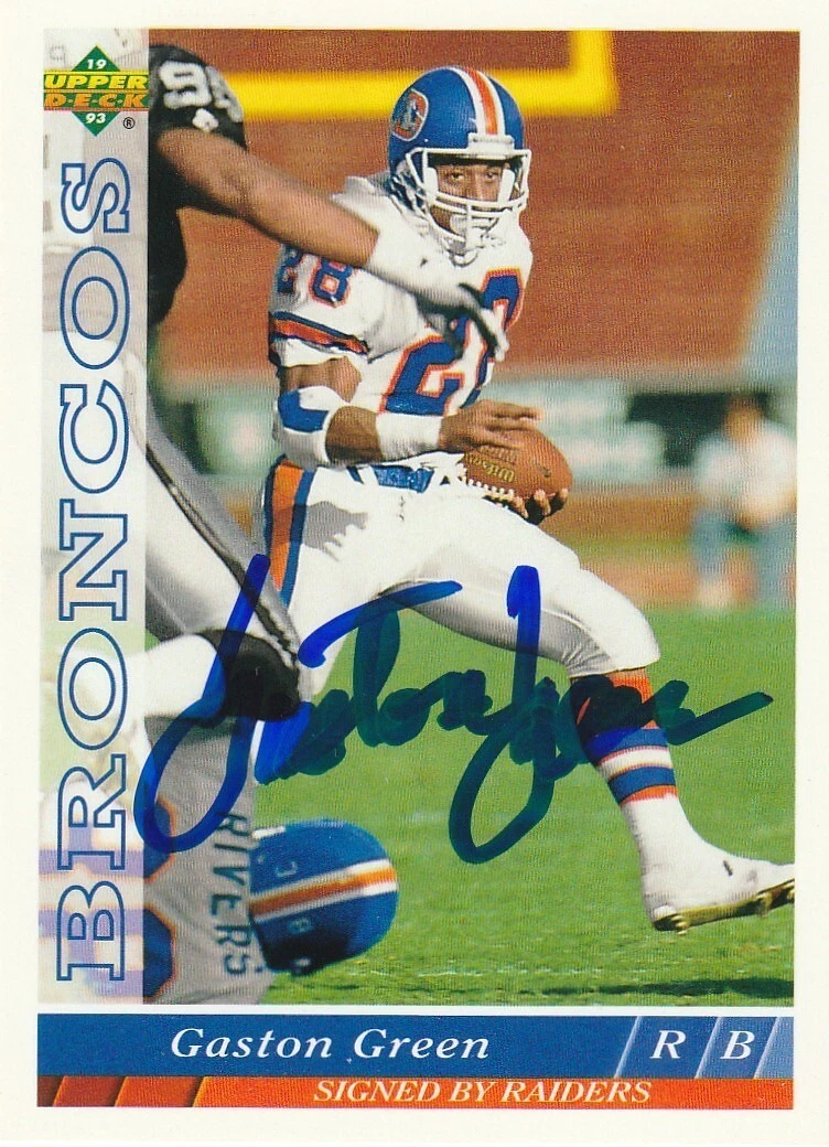GASTON GREEN  DENVER BRONCOS  SIGNED 1993 UPPER DECK CARD #464