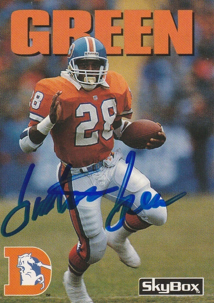 GASTON GREEN  DENVER BRONCOS  SIGNED 1992 SKY BOX CARD #197