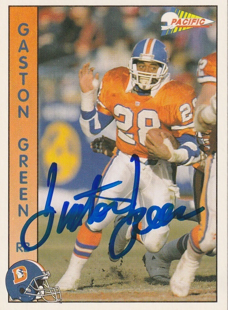 GASTON GREEN  DENVER BRONCOS  SIGNED 1992 PACIFIC CARD #76