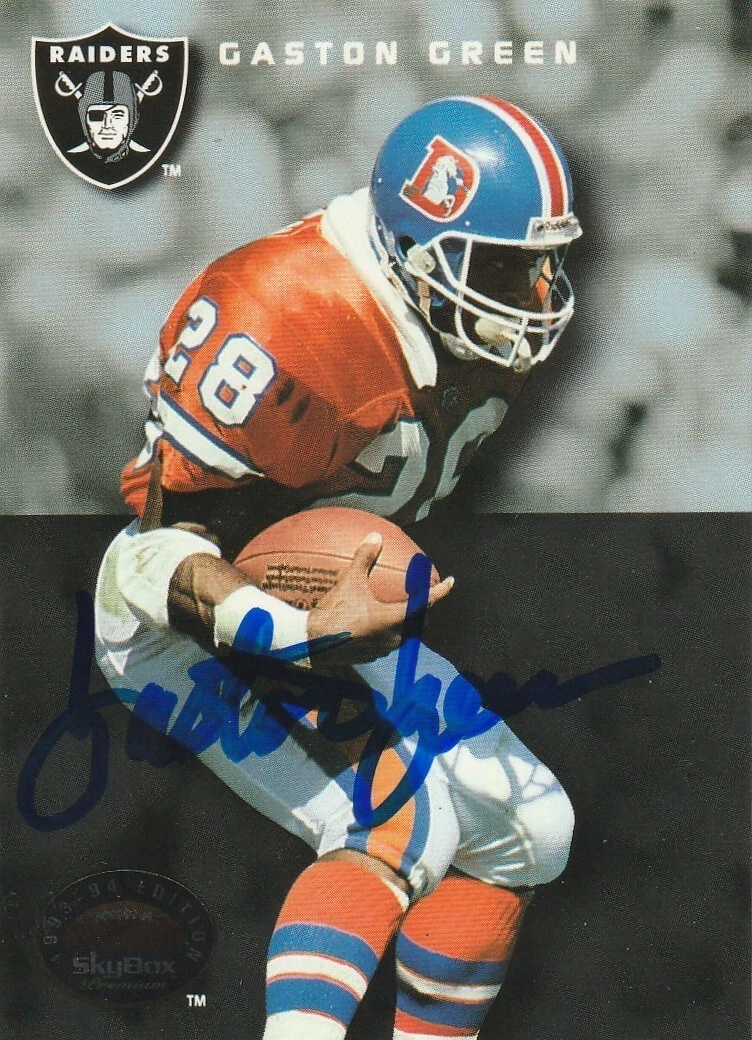 GASTON GREEN  DENVER BRONCOS  SIGNED 1993 SKYBOX PREMIUM CARD #185