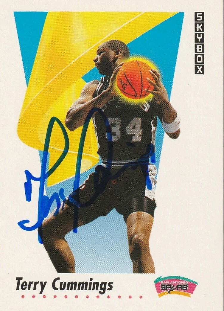 TERRY CUMMINGS SAN ANTONIO SPURS  SIGNED 1991 SKYBOX  CARD #255