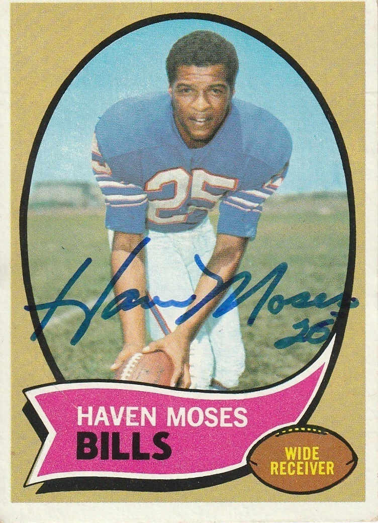 HAVEN MOSES  BUFFALO BILLS  SIGNED 1970 TOPPS CARD #165
