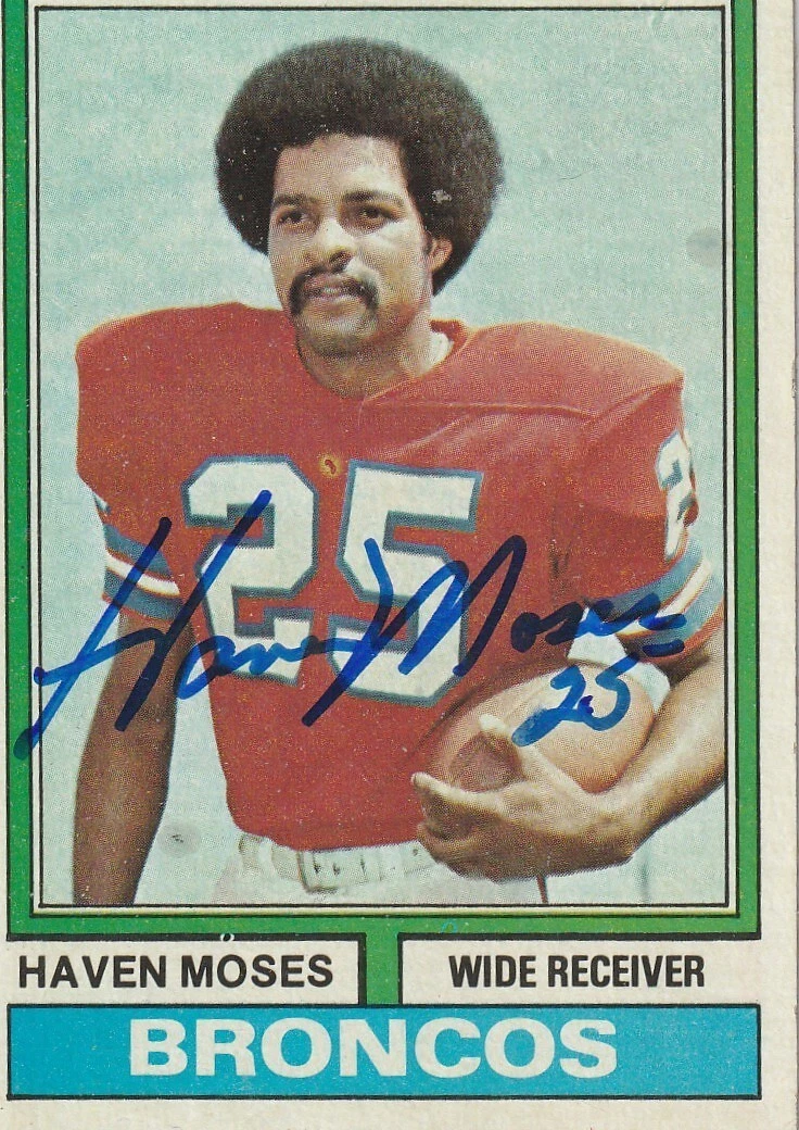 HAVEN MOSES  DENVER BRONCOS  SIGNED 1974 TOPPS CARD #295