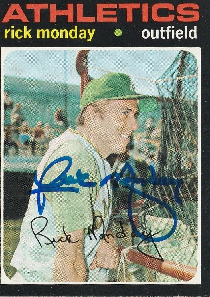 RICK MONDAY OAKLAND A'S   SIGNED 1971 TOPPS CARD #135