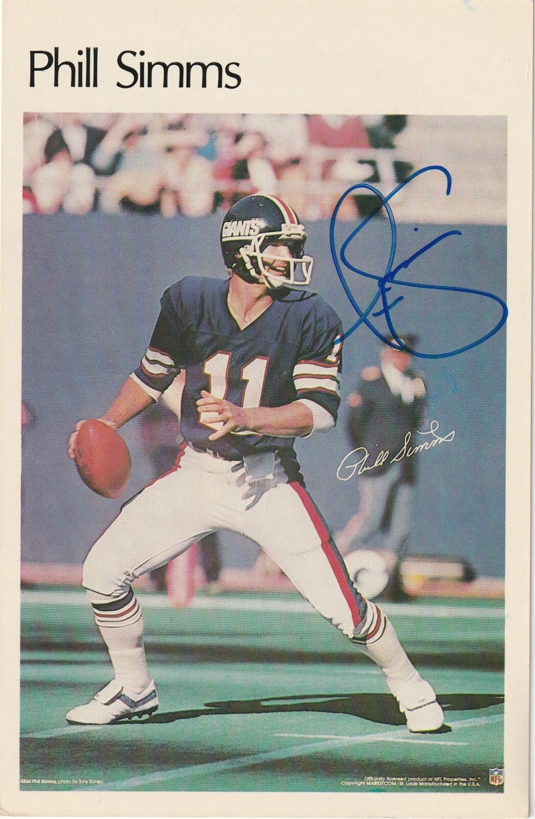 PHIL SIMMS  NEW YORK GIANTS  SIGNED  1981 SPORTS ILLUSTRATED MINI POSTER