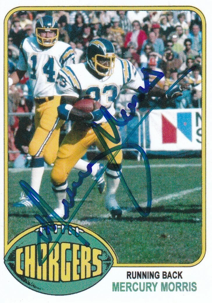 MERCURY MORRIS  SAN DIEGO CHARGERS  SIGNED 1976 STYLE CUSTOM CARD