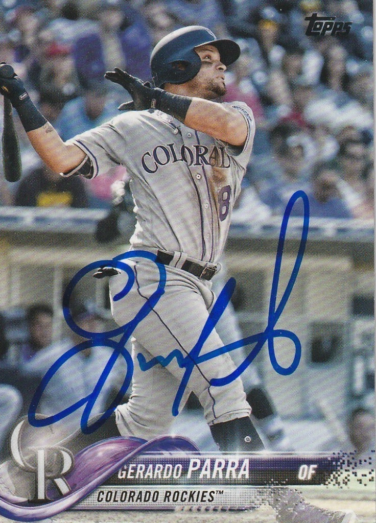 GERARDO PARRA COLORADO ROCKIES  SIGNED 2018 TOPPS CARD #604