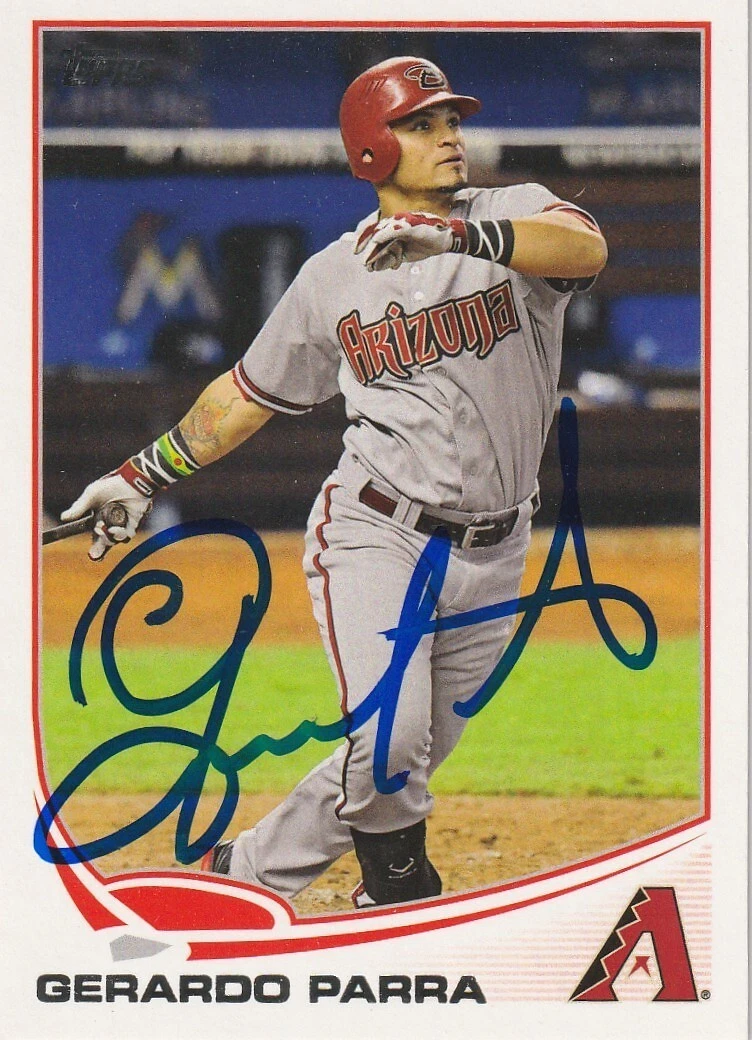GERARDO PARRA ARIZONA DIAMONDBACKS  SIGNED 2013 TOPPS CARD #72