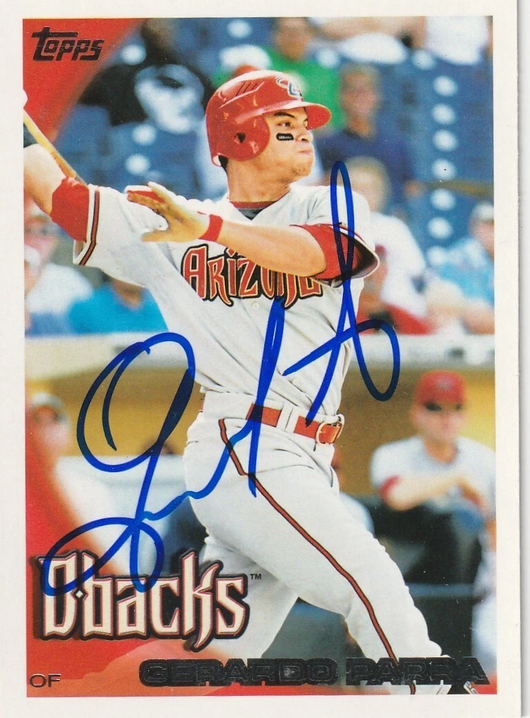 GERARDO PARRA ARIZONA DIAMONDBACKS  SIGNED 2010 TOPPS CARD #603