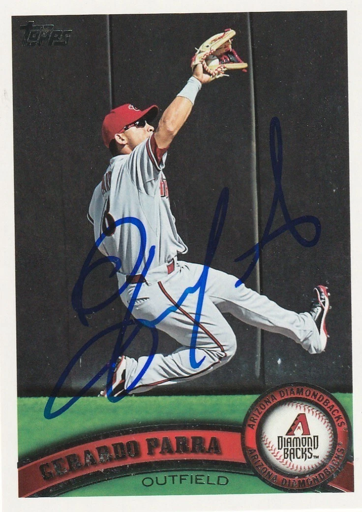 GERARDO PARRA ARIZONA DIAMONDBACKS  SIGNED 2011 TOPPS CARD #484