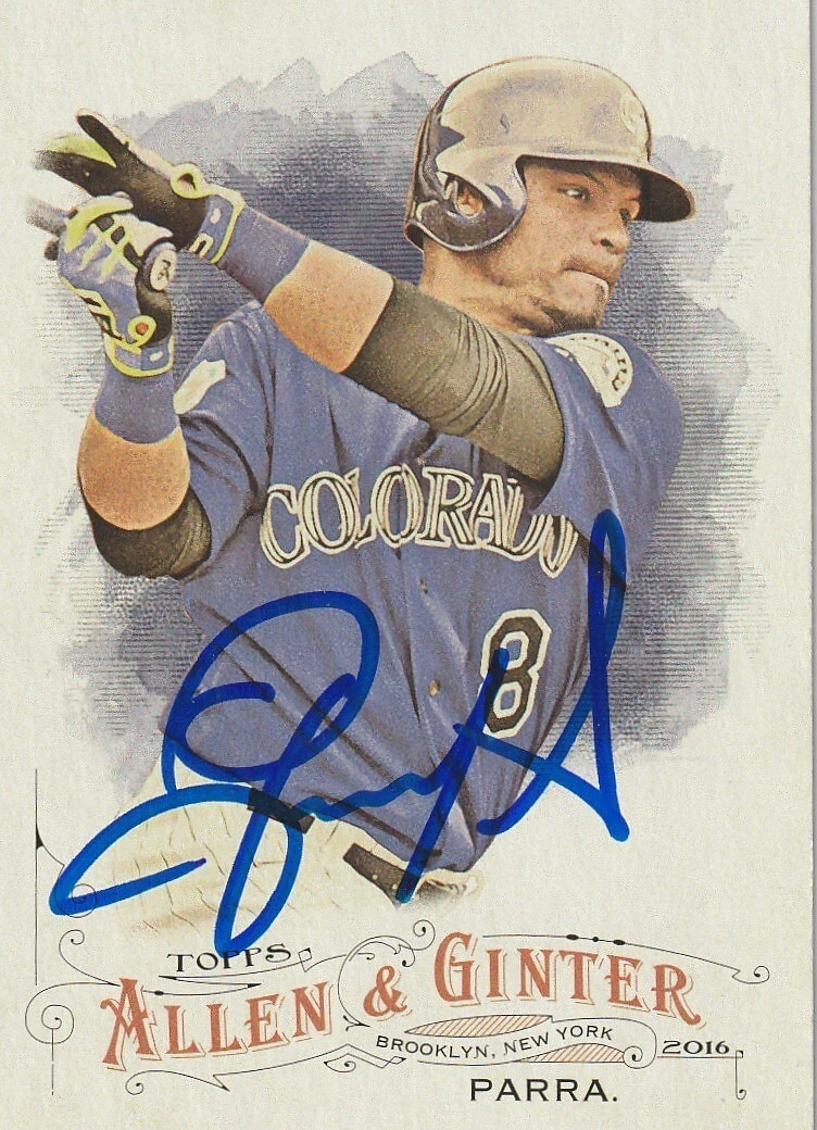 GERARDO PARRA  COLORADO ROCKIES  SIGNED 2016 ALLEN & GINTER CARD #82