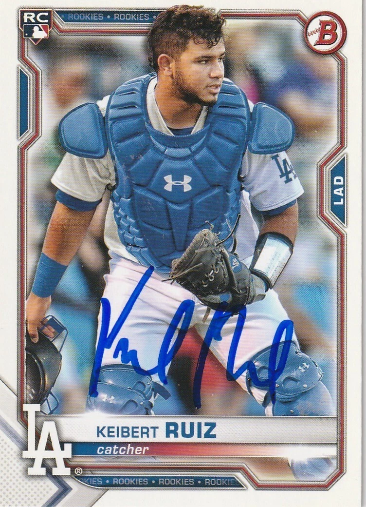 KEIBERT RUIZ  LOS ANGELES DODGERS  SIGNED 2021 BOWMAN CARD #38