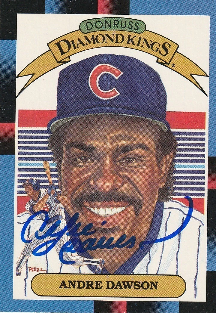 ANDRE DAWSON CHICAGO CUBS  SIGNED 1988 DONRUSS DIAMOND KING  CARD #9