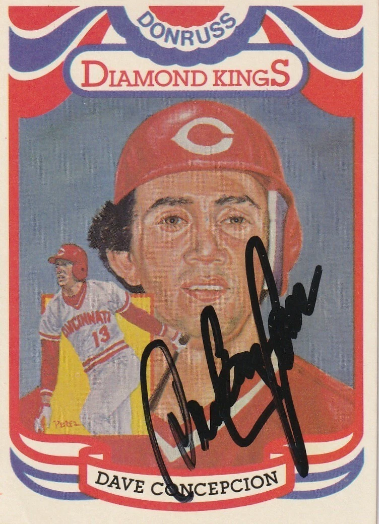DAVE CONCEPCION CINCINNATI REDS  SIGNED 1984 DONRUSS DIAMOND KING CARD #2