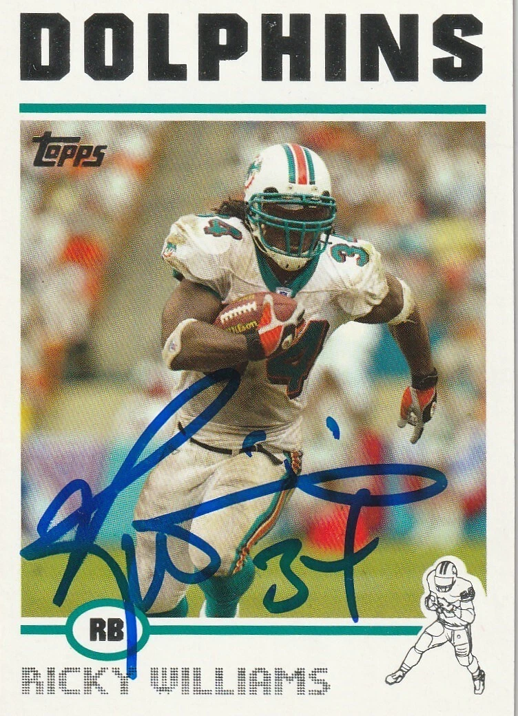 RICKY WILLIAMS MIAMI DOLPHINS  SIGNED 2004 TOPPS CARD #120