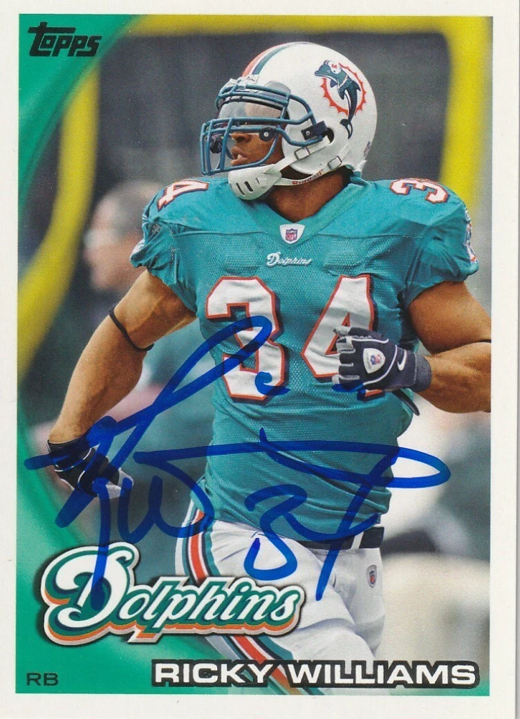RICKY WILLIAMS MIAMI DOLPHINS  SIGNED 2010 TOPPS CARD #322