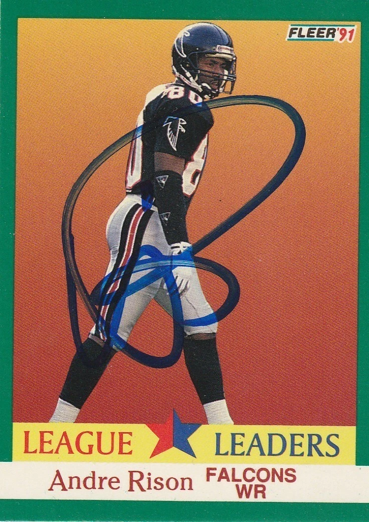 ANDRE RISON ATLANTA FALCONS  SIGNED 1991 FLEER CARD #412