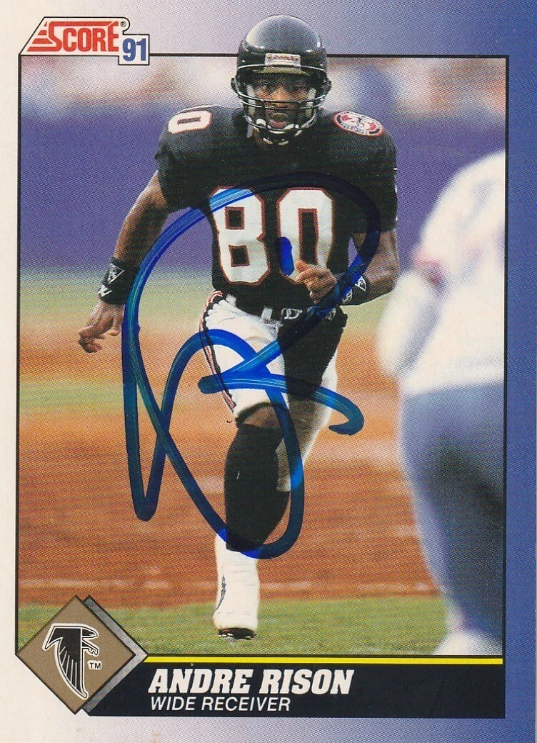 ANDRE RISON ATLANTA FALCONS  SIGNED 1991 SCORE CARD #26