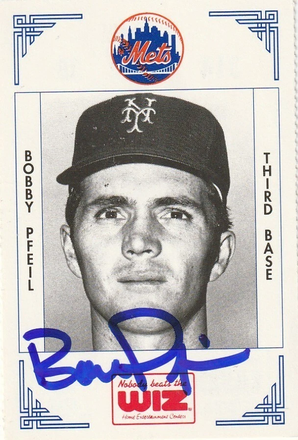 BOBBY PFEIL NEW YORK METS  SIGNED 1991 WIZ CARD #314
