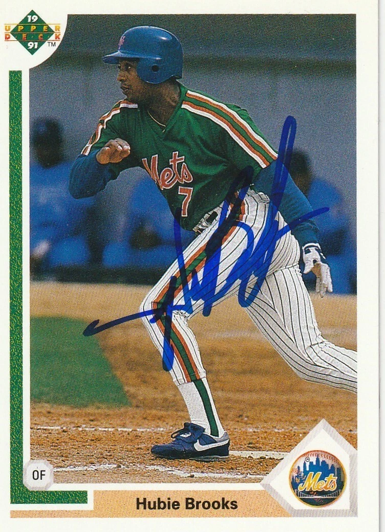 HUBIE BROOKS NEW YORK METS  SIGNED 1991 UPPER DECK CARD #787